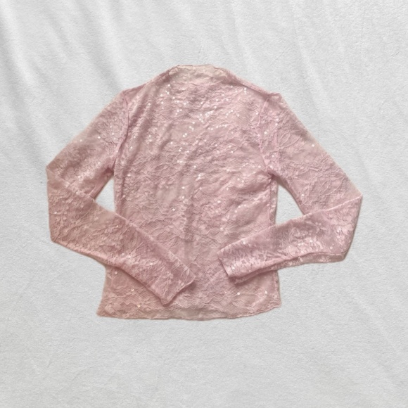 pink lace sequin sparkle long sleeve Target Wild Fable top - Picture 1 of 5